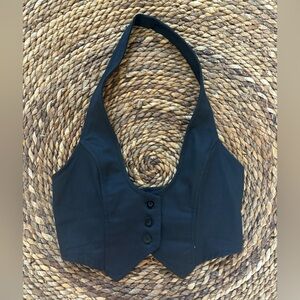 Black Buttoned Halter Vest